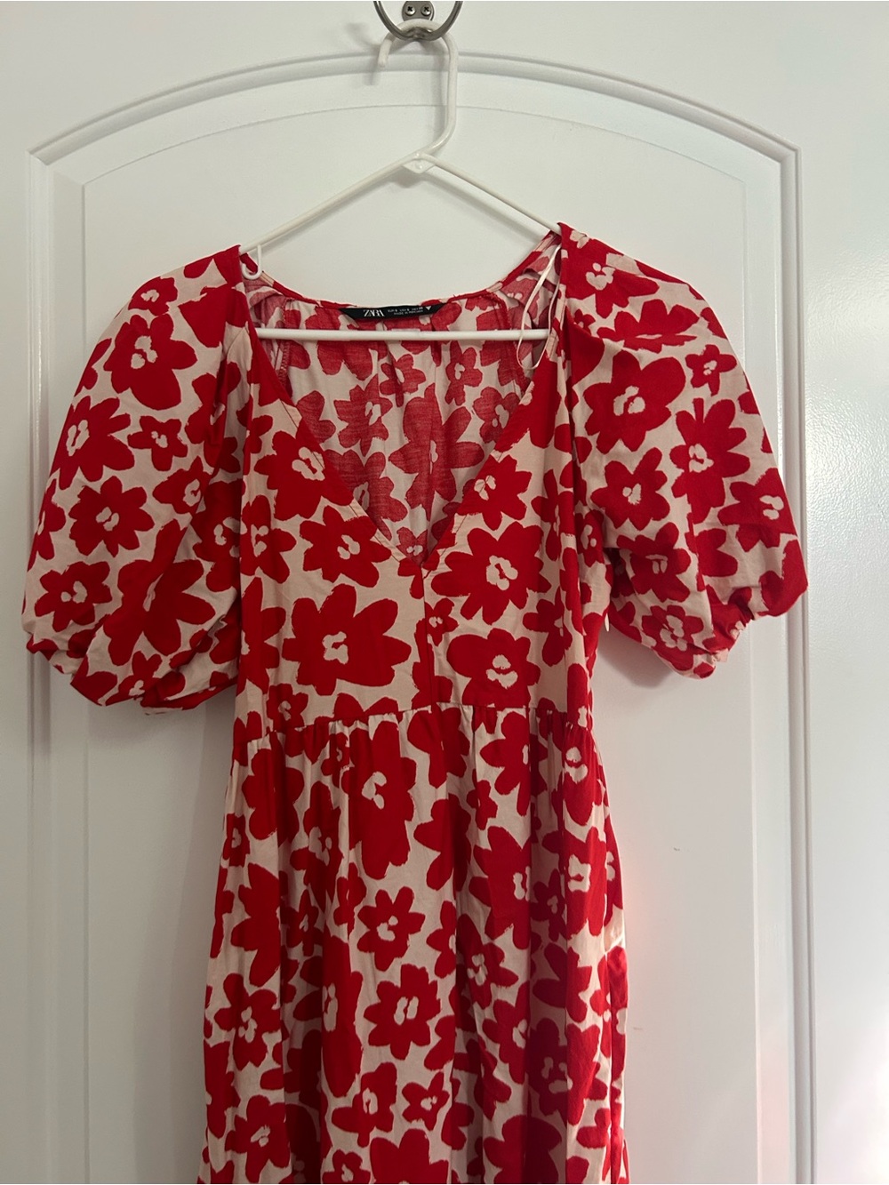 Zara Printed Poplin Floral Maxi Dress Red Size S bloggers fav coastal boho chic - Picture 10 of 15
